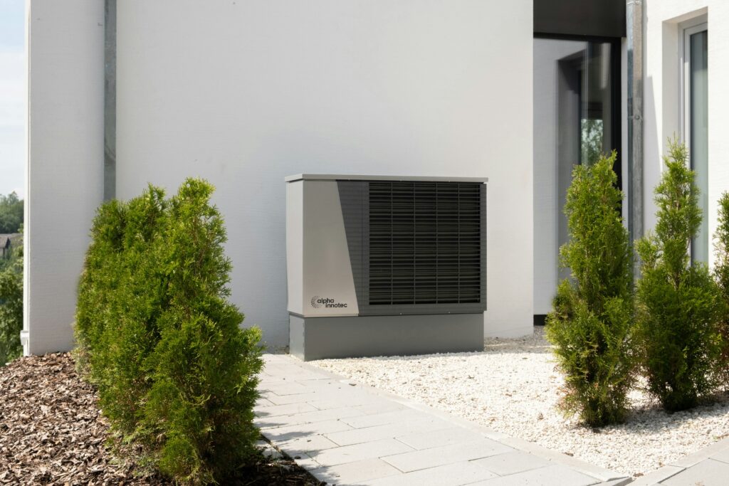 Heat pump outside of a house