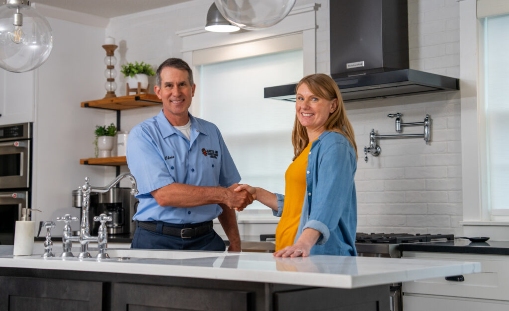 Local Home Services Tech Shaking Hands with Clients