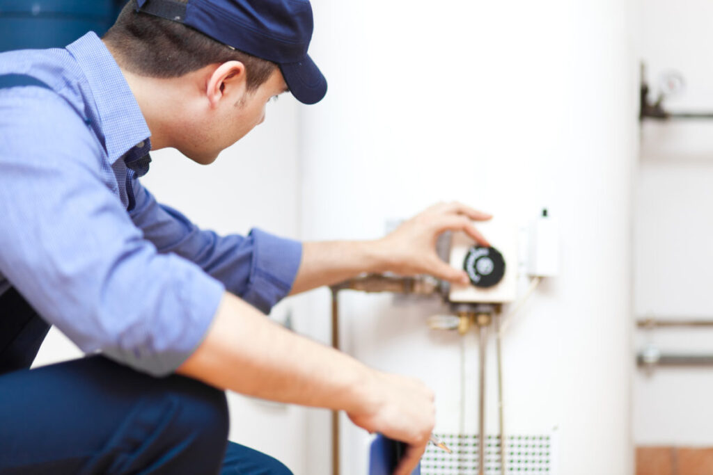 Plumber tuning knob on a water heater