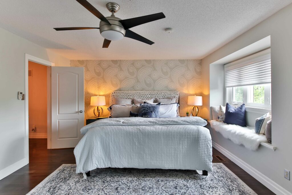 Ceiling fan in bedroom