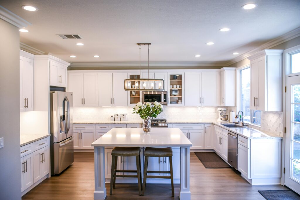 kitchen with recessed lighting